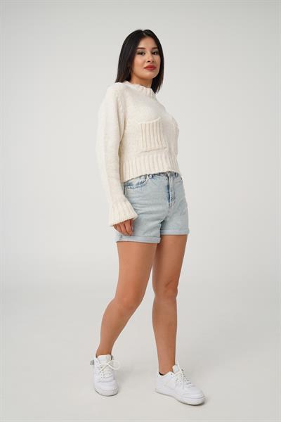 Çift Cepli Kısa Model Ekru Kazak