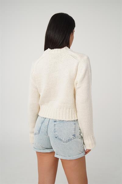 Çift Cepli Kısa Model Ekru Kazak