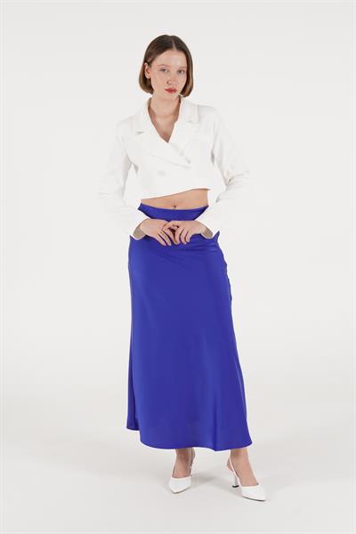 Çift Düğmeli Beyaz Blazer Crop Ceket