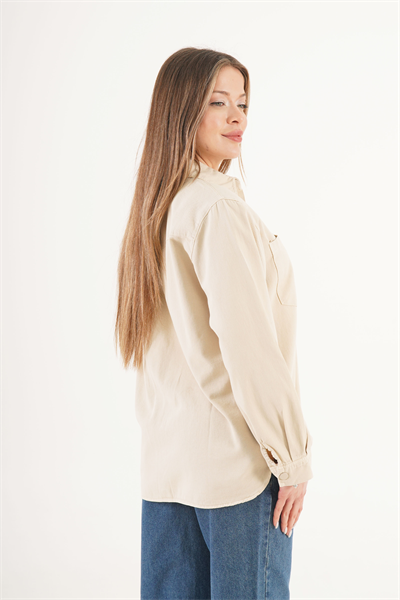 Çıtçıt Kapamalı Cepli Mevsimlik Bej Ceket