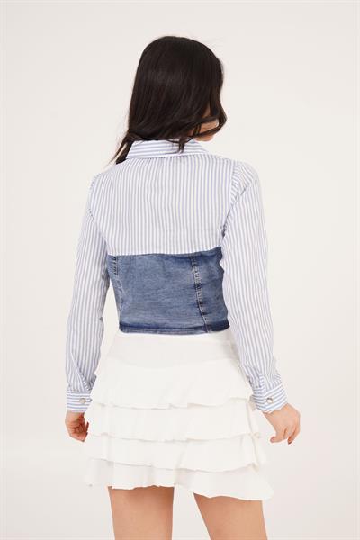 Çıtçıt Kapamalı Jean Detaylı Bebe Mavisi Gömlek