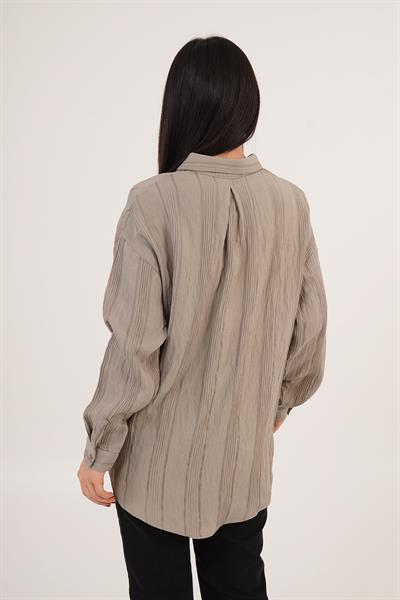 Gliscia Transparan Geçişli Haki Gömlek