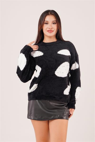 Dalmaçya Desen Sakallı Siyah Kazak