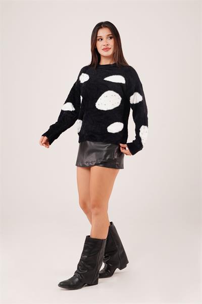 Dalmaçya Desen Sakallı Siyah Kazak