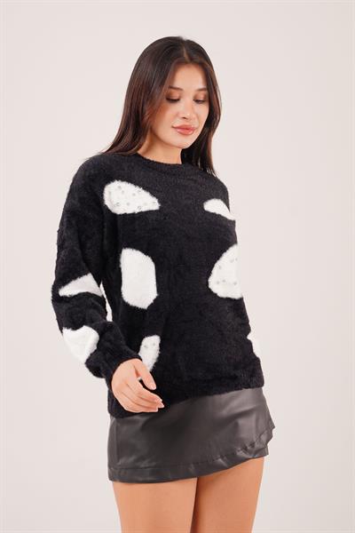 Dalmaçya Desen Sakallı Siyah Kazak