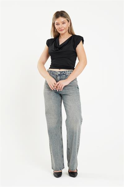 Degaje Yaka Trend Siyah Bluz