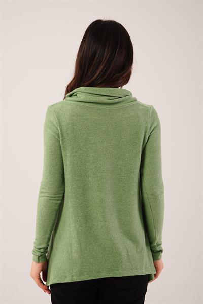 Degaje Yaka Yumoş Kumaş Mint Bluz