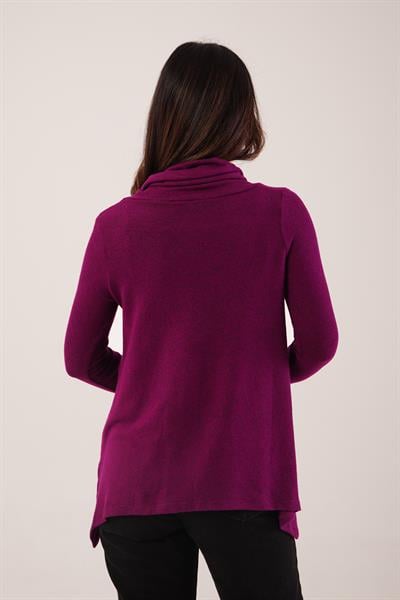 Degaje Yaka Yumoş Kumaş Mor Bluz
