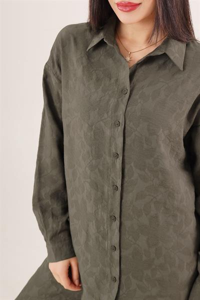 Desenli Gömlek ve Pantolon Haki İkili Takım	