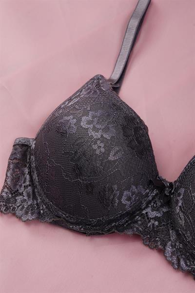 Destekli Moonlit Serisi Antrasit Dantelli Sütyen Takımı