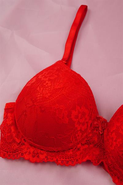 Destekli Moonlit Serisi Kırmızı Dantelli Sütyen Takımı