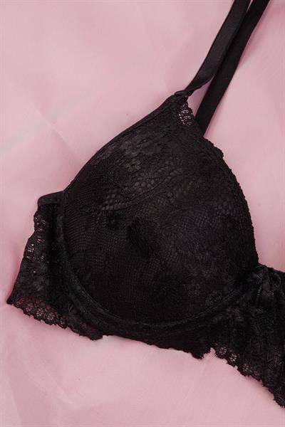 Destekli Moonlit Serisi Siyah Dantelli Sütyen Takımı