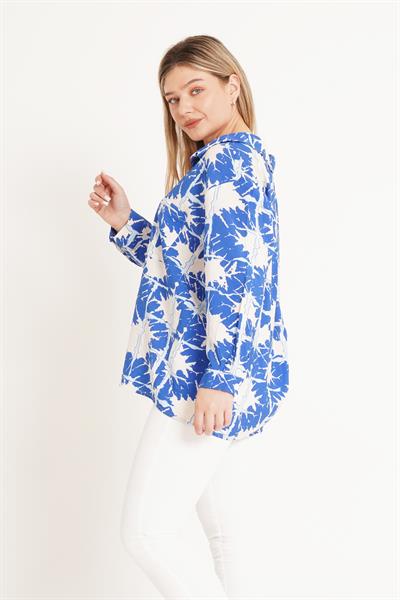 Dijital Desenli Salaş Mavi Gömlek