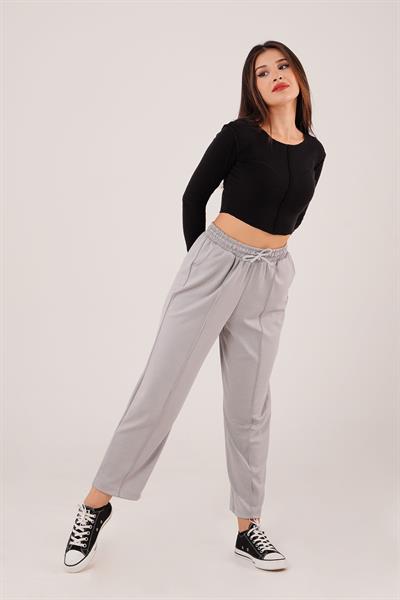 Dikiş Detaylı Gri Modal Jogger Eşofman