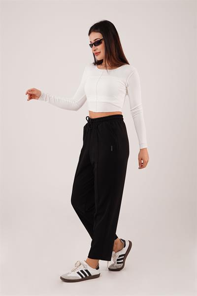 Dikiş Detaylı Siyah Modal Jogger Eşofman