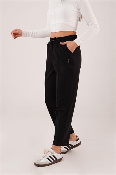 Dikiş Detaylı Siyah Modal Jogger Eşofman
