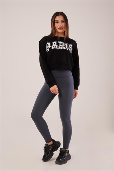 Düz Model Comfort Yüksek Bel Antrasit Tayt