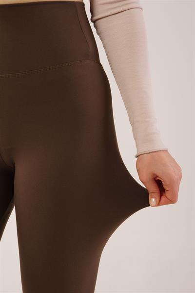 Düz Model Comfort Yüksek Bel Kahve Tayt
