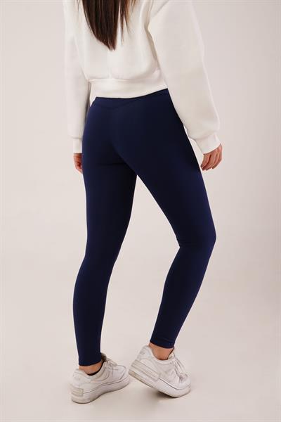 Düz Model Comfort Yüksek Bel Lacivert Tayt