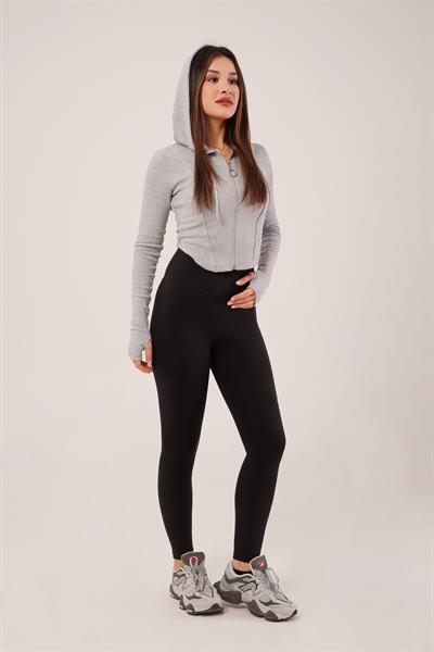 Düz Model Comfort Yüksek Bel Siyah Tayt