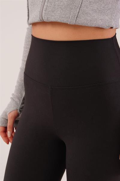 Düz Model Comfort Yüksek Bel Siyah Tayt