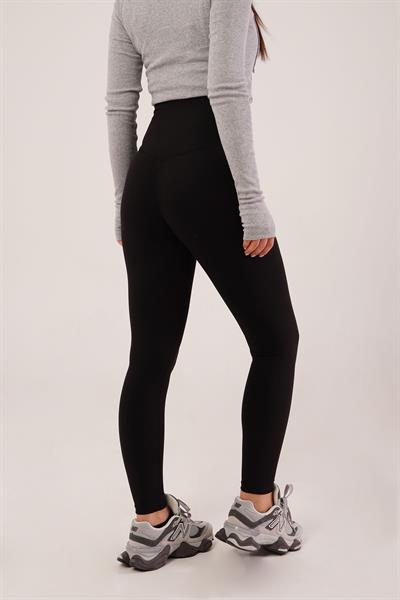 Düz Model Comfort Yüksek Bel Siyah Tayt