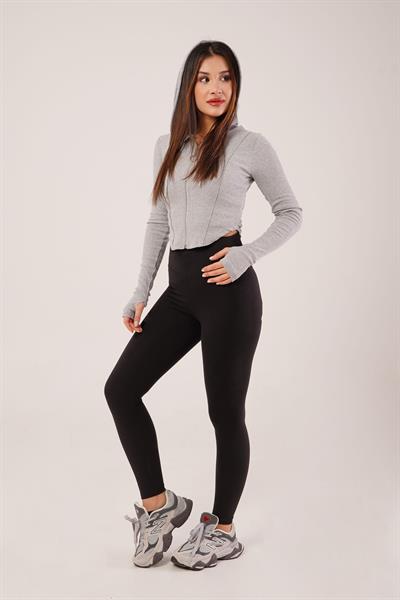 Düz Model Comfort Yüksek Bel Siyah Tayt