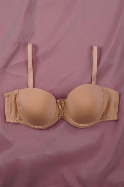 Düz Model Desteksiz Ten Straplez Sütyen