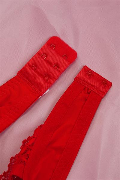 Elegance Serisi Sırt Çapraz Kırmızı Dantelli Sütyen