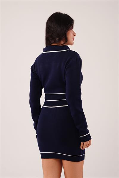 Fransız Model Triko Lacivert İkili Takım