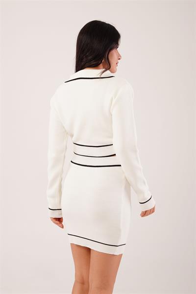 Fransız Model Triko Beyaz İkili Takım