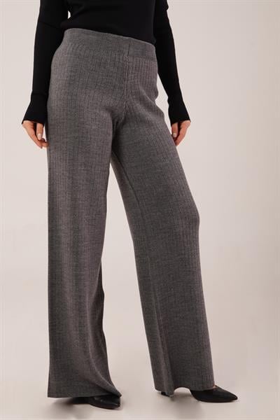 Fitilli Bel Lastikli Bol Paça Antrasit Triko Pantolon