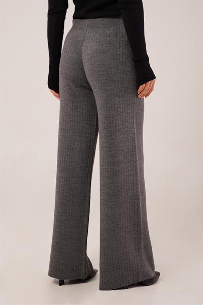 Fitilli Bel Lastikli Bol Paça Antrasit Triko Pantolon