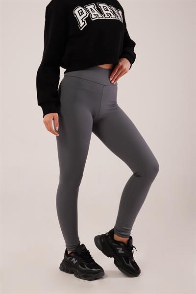 Fitilli Yüksek Bel Örme Füme Tayt