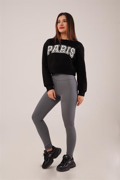 Fitilli Yüksek Bel Örme Füme Tayt