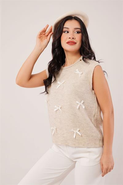 Fiyonklu Taş Triko Süveter