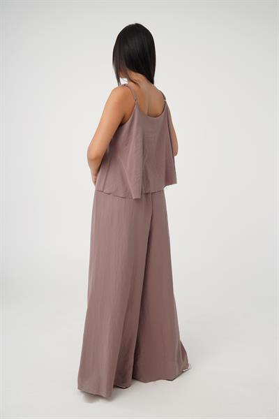 Full Oversize Gül Kurusu Askılı Bluz Pantolon Takım