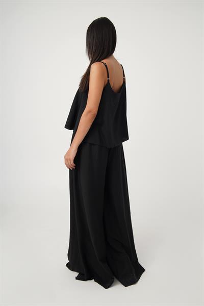 Full Oversize Siyah Askılı Bluz Pantolon Takım