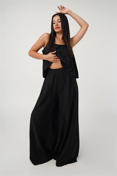 Full Oversize Siyah Askılı Bluz Pantolon Takım