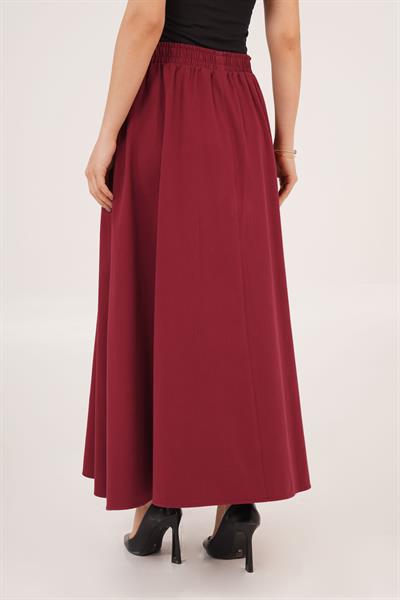 Bel Lastikli Cepli Gabardin Bordo Etek