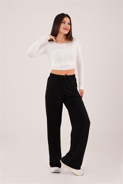 Geniş Paça Oysh Modal Siyah Eşofman Pantolon