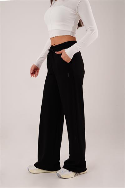 Geniş Paça Oysh Modal Siyah Eşofman Pantolon