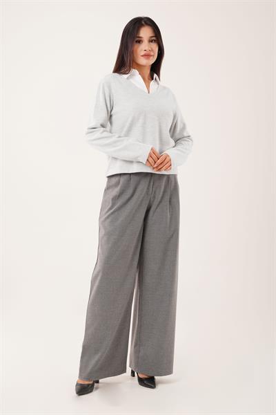 Gömlek Yakalı Gri Bluz