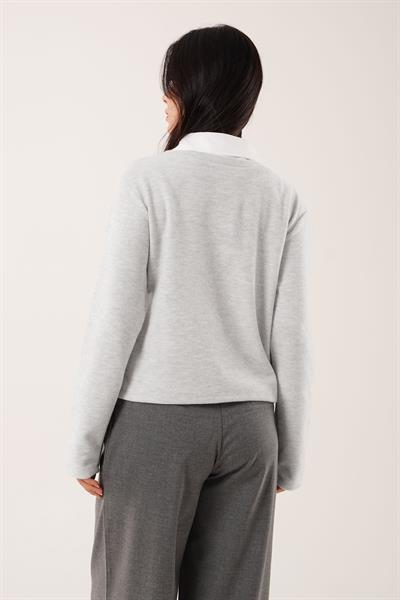 Gömlek Yakalı Gri Bluz