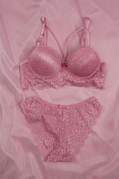 Grit & Lace Serisi Çapraz Askılı Gül Kurusu Sütyen Takımı