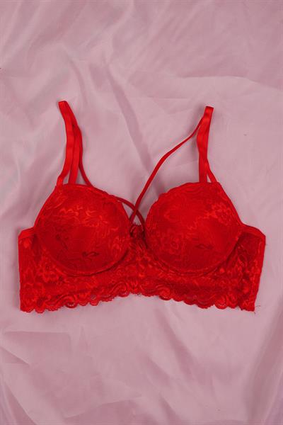 Grit & Lace Serisi Çapraz Askılı Kırmızı Sütyen Takımı