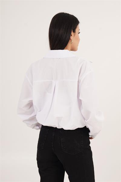 Dantel Detaylı Beyaz Askılı Body ve Beyaz Gömlek