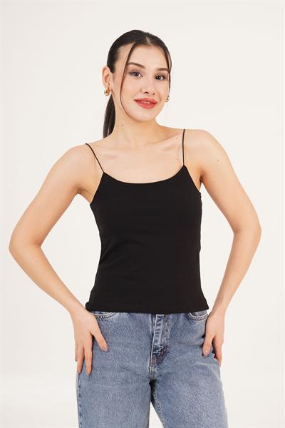 İp Askılı Basic Siyah Atlet