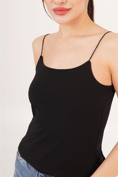 İp Askılı Basic Siyah Atlet