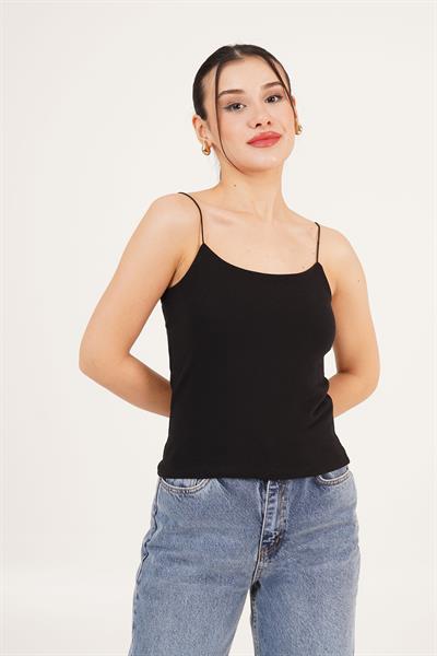 İp Askılı Basic Siyah Atlet